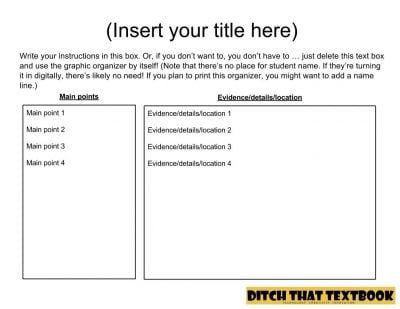 Cornell note-taking graphic organizer