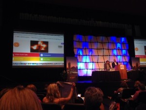 Ask questions in game-show format with Kahoot!. Here, it's being used with participants at the ISTE conference. (Image via Kahoot!)