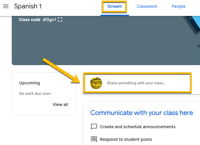 Create and share announcements with your class in Google Classroom