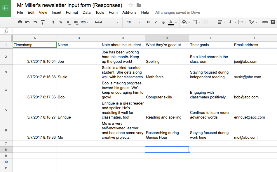 newsletter data sheet