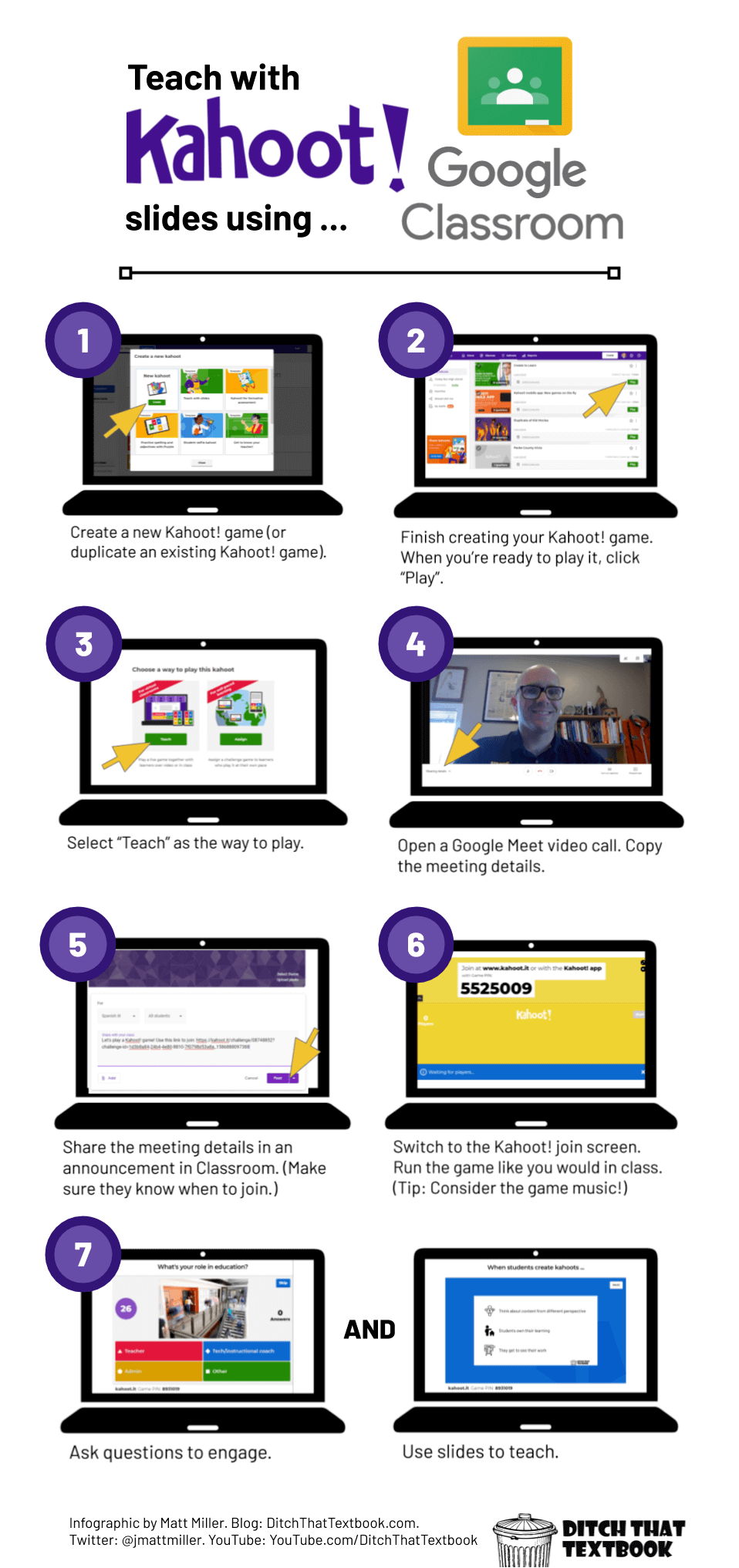 Teach with Kahoot! slides using Google Classroom Template